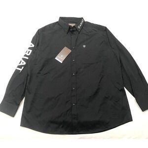 NEW Ariat Team Logo Twill Classic Long Sleeve Button Down Shirt XL Black Western